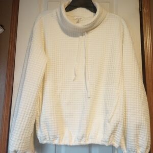 Max Studio Ivory Waffle Cowl Neck Pullover